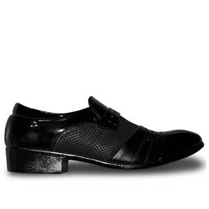Fashion Shoes Mens Black Patent Textured Slip On Dress Shoes US 9 NEW